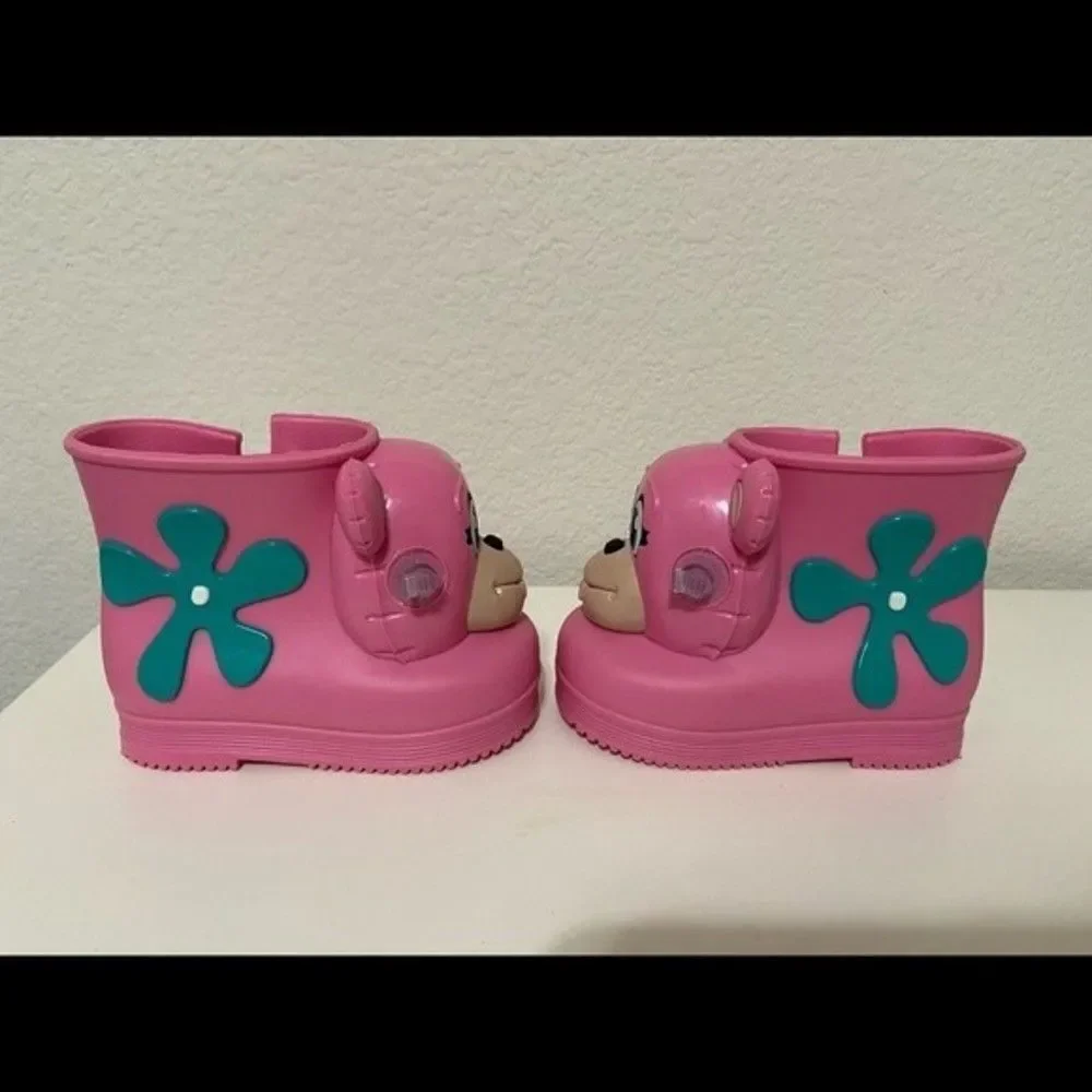 Mini Melissa + Jeremy Scott Pink Monkey Rainboots Water Resistant Boots Size 5